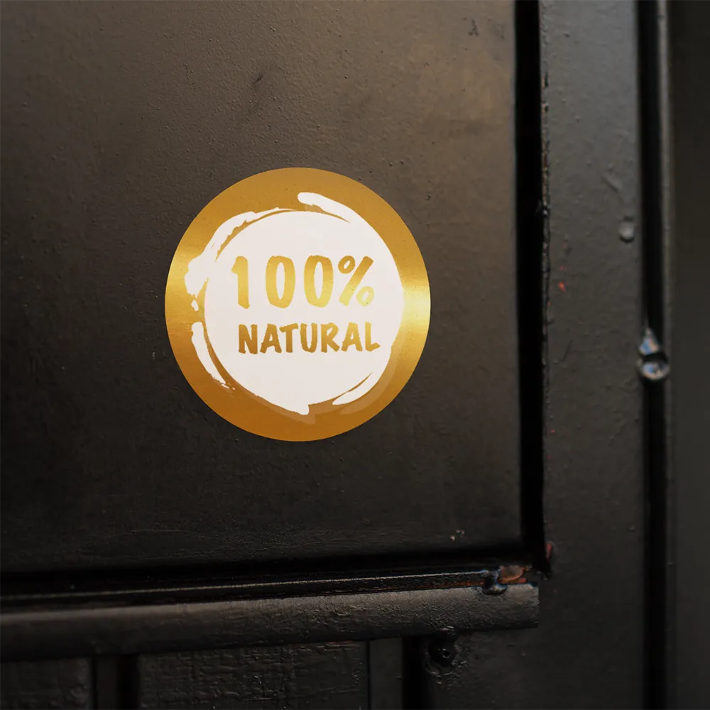 Round Gold Stickers With White Ink