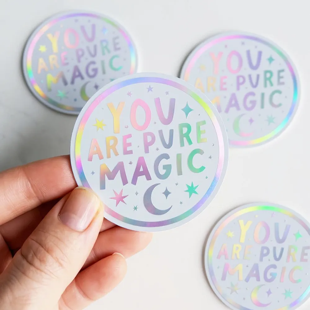 Round Holographic Stickers With White Ink