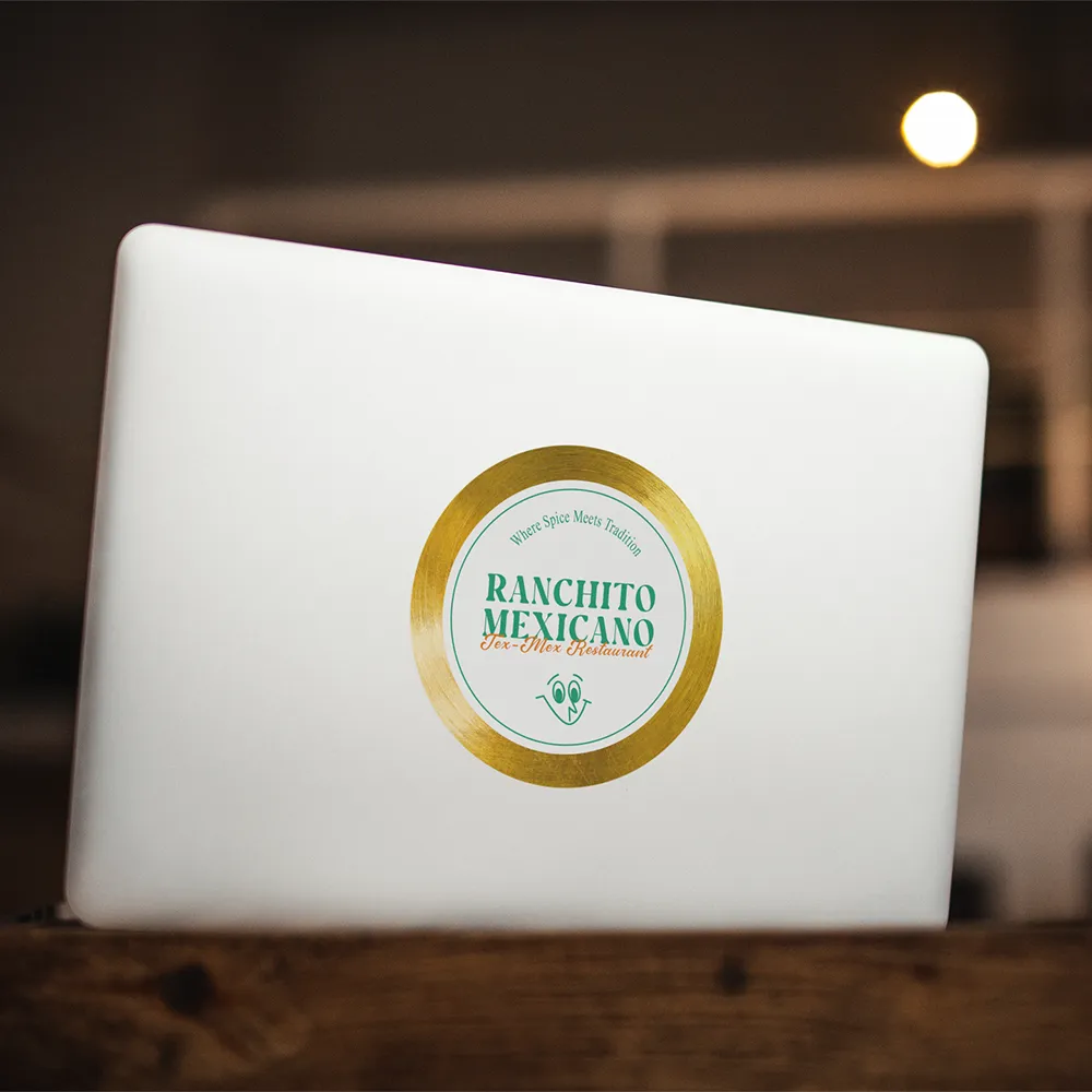 Round Gold Stickers With White Ink