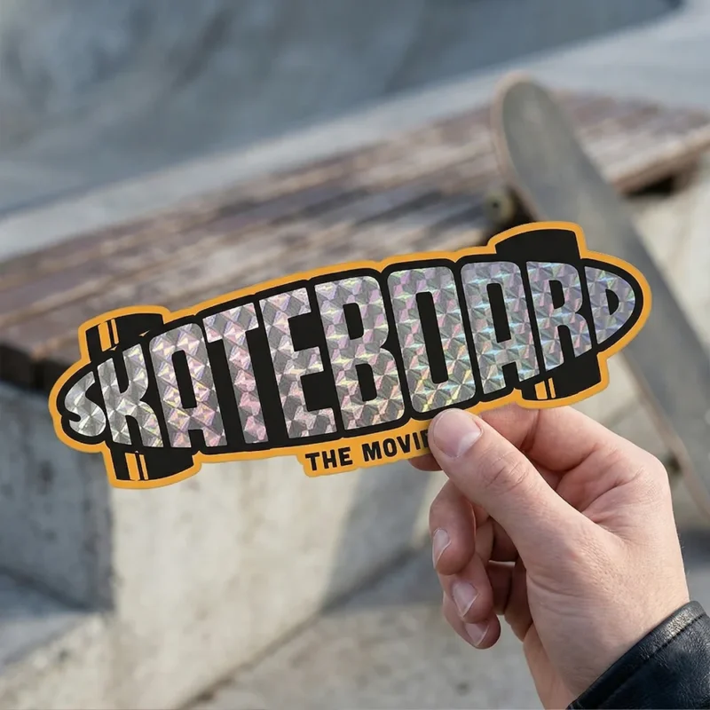 Kiteboard die cut logo sticker with gold lettering