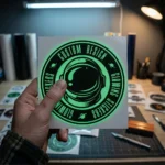 Round glow in the dark kiss cut sticker