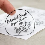 Transparent kiss cut label for Botanical Blends organic skincare